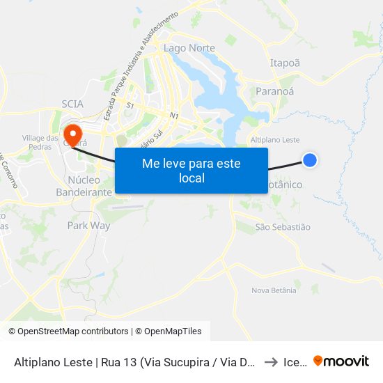 Altiplano Leste | Rua 13 (Via Sucupira / Via Das Acacias) to Icesp map