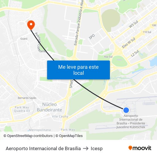 Aeroporto Internacional de Brasília to Icesp map