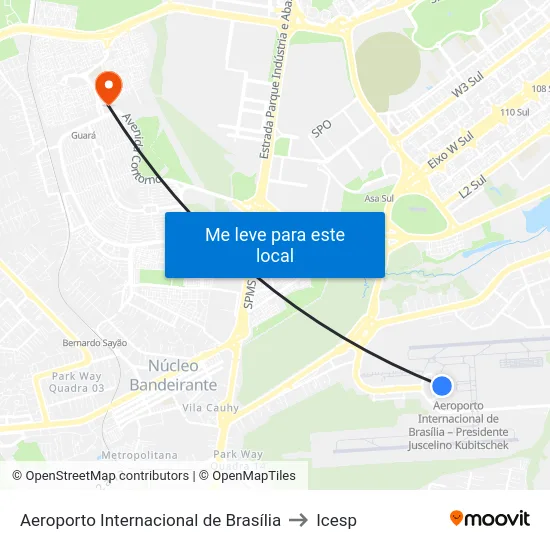 Aeroporto Internacional de Brasília to Icesp map