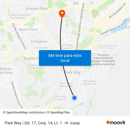 Park Way | Qd. 17, Conj. 14, Lt. 1 to Icesp map
