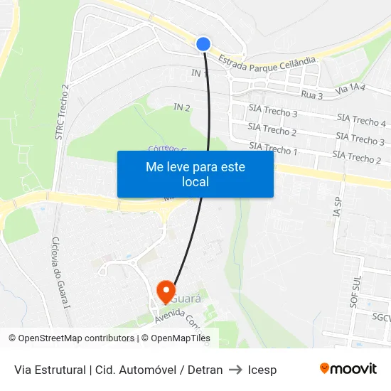 Via Estrutural | Cid. Automóvel / Detran to Icesp map