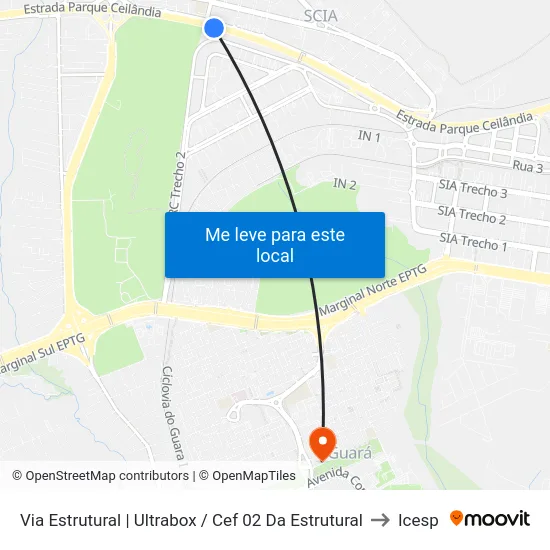 Via Estrutural | Ultrabox / Cef 02 Da Estrutural to Icesp map