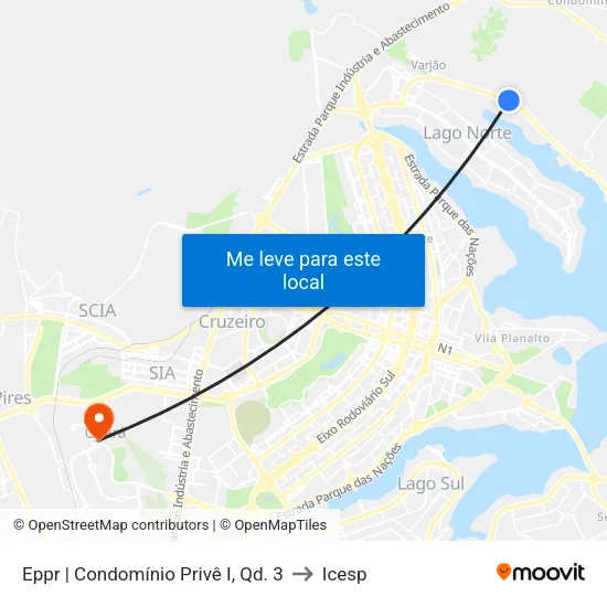 Eppr | Condomínio Privê I, Qd. 3 to Icesp map