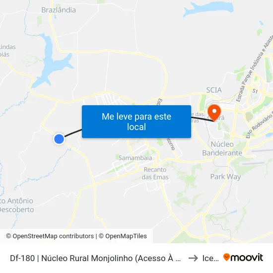Df-180 | Núcleo Rural Monjolinho (Acesso À Suinobom) to Icesp map