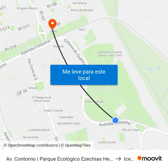 Av. Contorno | Parque Ecológico Ezechias Heringuer to Icesp map