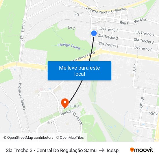 Sia Trecho 3 - Central De Regulação Samu to Icesp map