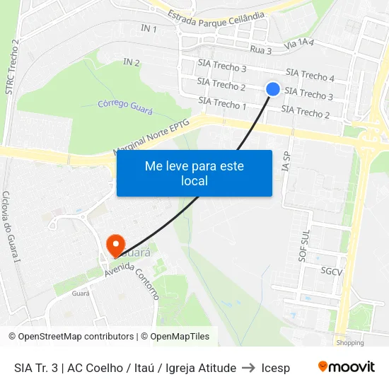 SIA Tr. 3 | AC Coelho / Itaú / Igreja Atitude to Icesp map