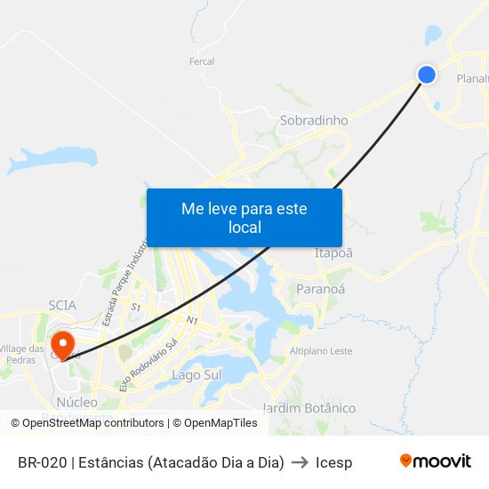 Br-020 | Estâncias to Icesp map