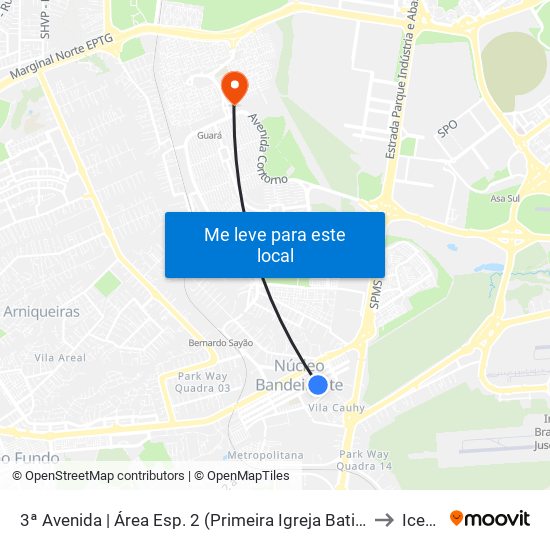 3ª Avenida | Área Esp. 2 (Primeira Igreja Batista) to Icesp map