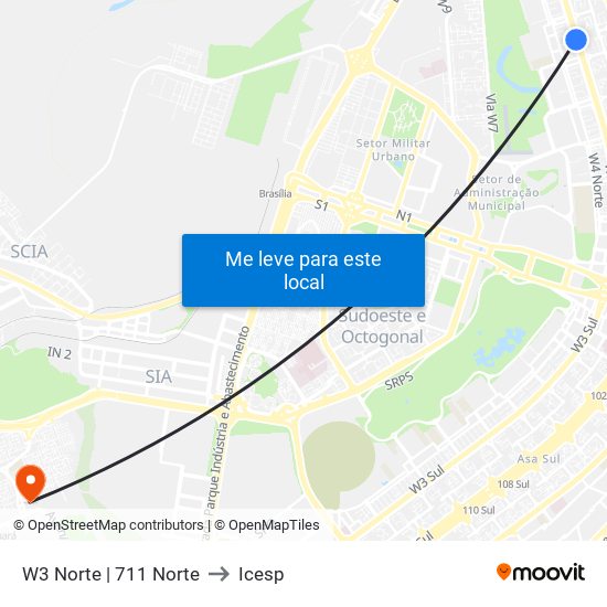 W3 Norte | 711 Norte to Icesp map