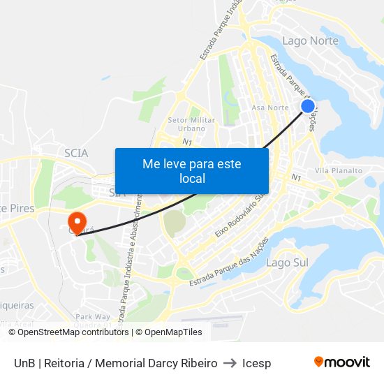 UnB | Reitoria / Memorial Darcy Ribeiro to Icesp map