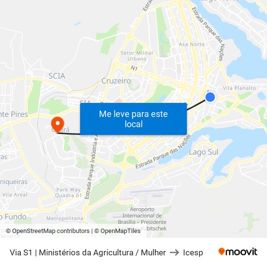 Via S1 | Ministérios da Agricultura / Mulher to Icesp map