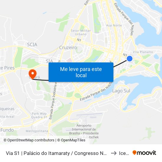 Via S1 | Palácio do Itamaraty / Congresso Nacional to Icesp map