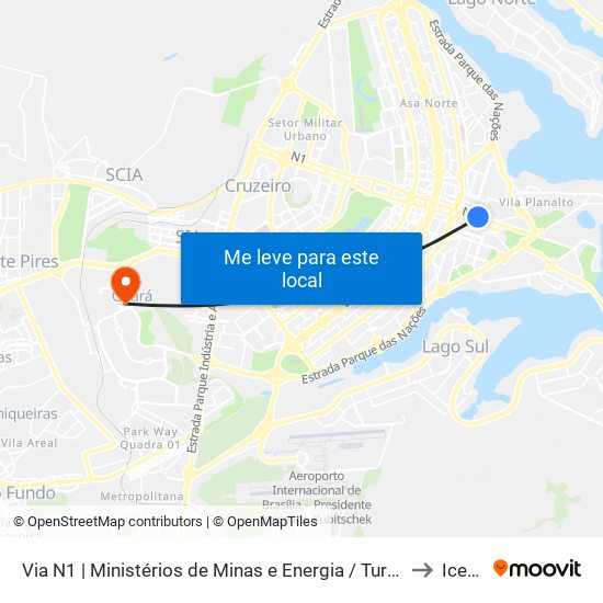 Via N1 | Ministérios de Minas e Energia / Turismo to Icesp map