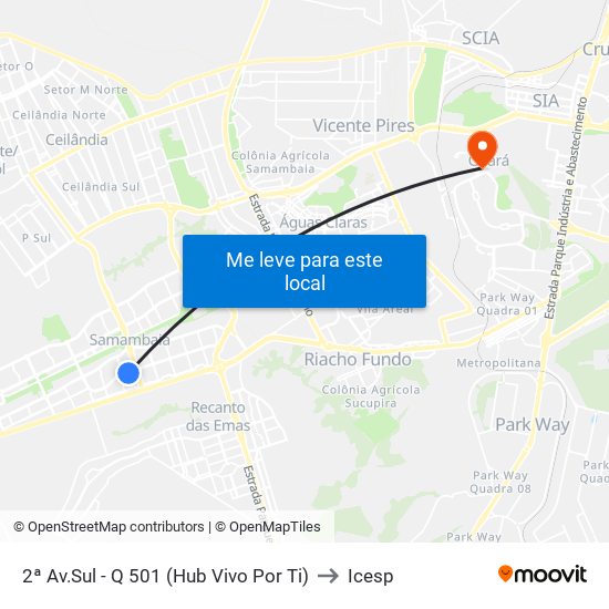 2ª Av.Sul - Q 501 (Hub Vivo Por Ti) to Icesp map