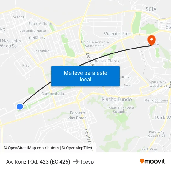 Av. Roriz | Qd. 423 (EC 425) to Icesp map