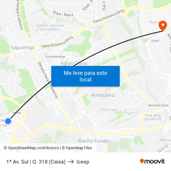 1ª Av. Sul | Q. 318 (Caixa) to Icesp map