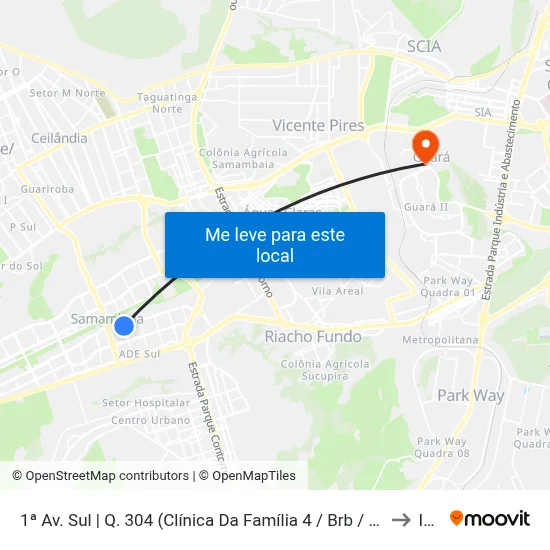 1ª Av. Sul | Q. 304 (Clínica Da Família 4 / Brb / Lojas Americanas / Colégio Anchieta) to Icesp map