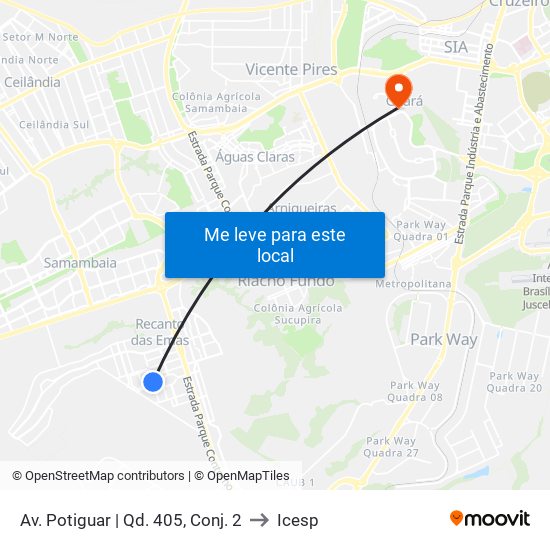 Av. Potiguar | Qd. 405, Conj. 2 to Icesp map