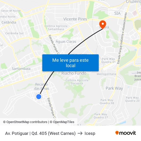Av. Potiguar | Qd. 405 (West Carnes) to Icesp map