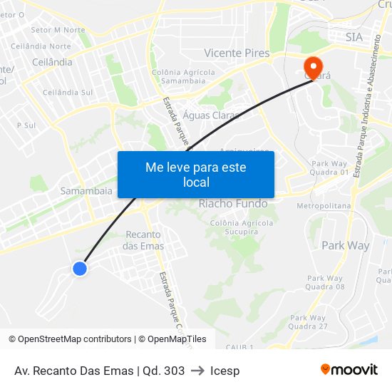 Av. Recanto Das Emas | Qd. 303 to Icesp map