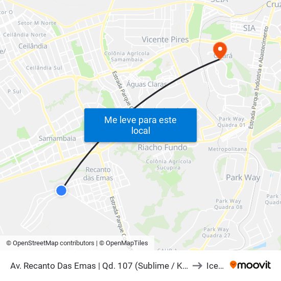 Av. Recanto Das Emas | Qd. 107 (Sublime / Kimicar) to Icesp map