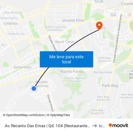 Av. Recanto Das Emas | Qd. 104 (Restaurante Comunitário) to Icesp map