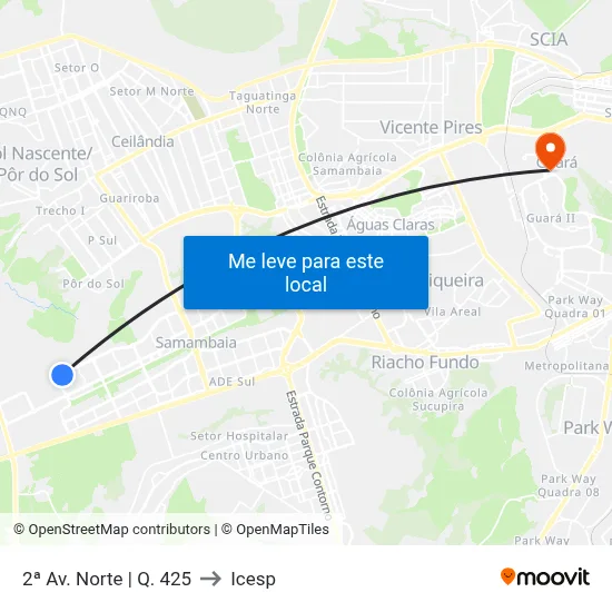 2ª Av. Norte | Q. 425 to Icesp map