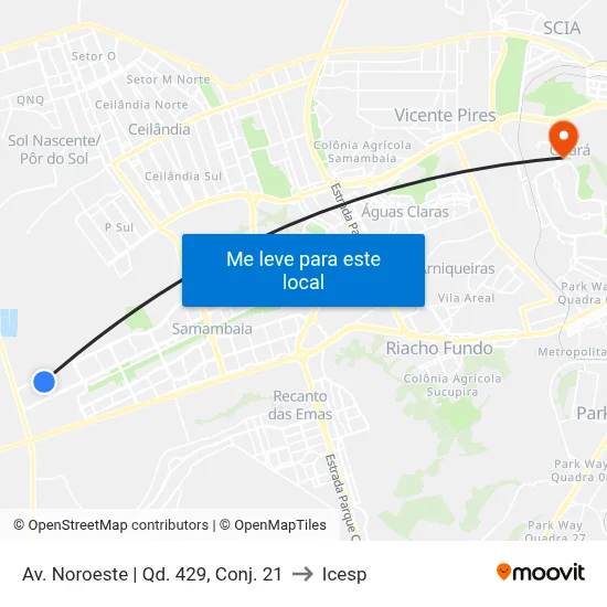 Av. Noroeste | Qd. 429, Conj. 21 to Icesp map
