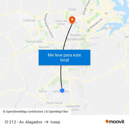 Cl 212 - Av. Alagados to Icesp map