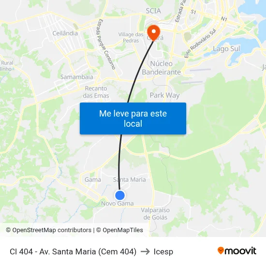 Cl 404 - Av. Santa Maria (Cem 404) to Icesp map