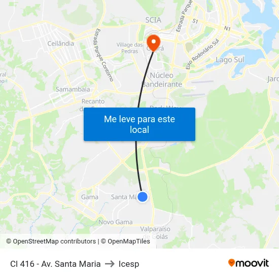 Cl 416 - Av. Santa Maria to Icesp map
