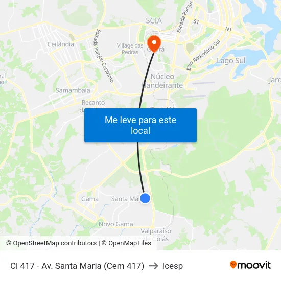 Cl 417 - Av. Santa Maria (Cem 417) to Icesp map
