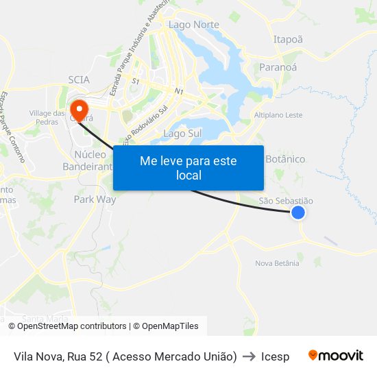 Vila Nova, Rua 52 ( Acesso Mercado União) to Icesp map