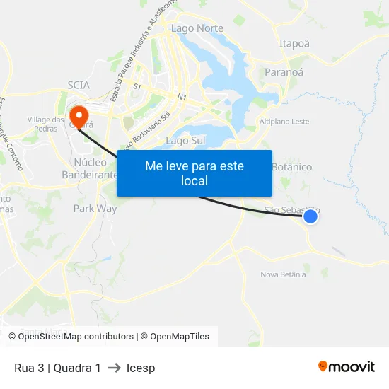 Rua 3 | Quadra 1 to Icesp map