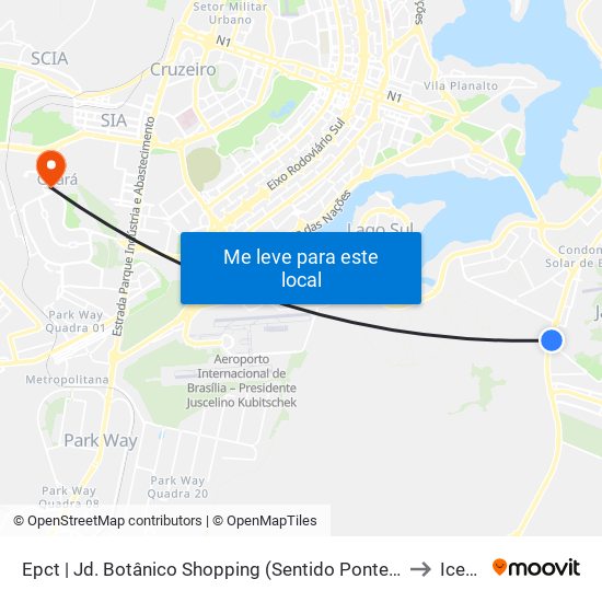 Epct | Jd. Botânico Shopping (Sentido Ponte Jk) to Icesp map