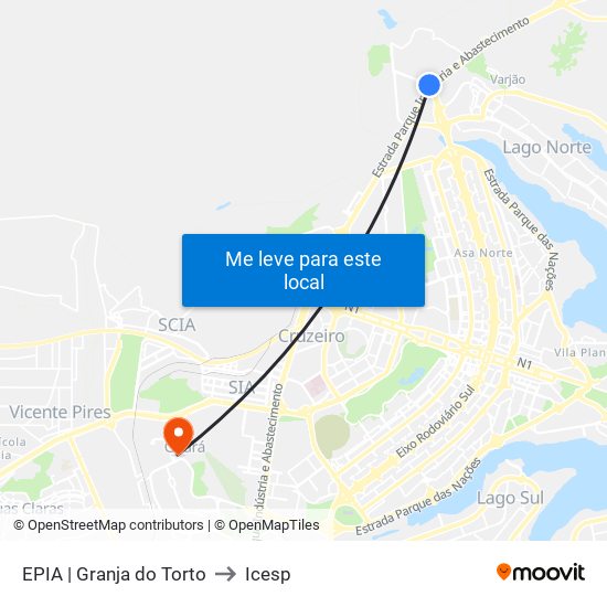 EPIA | Granja do Torto to Icesp map