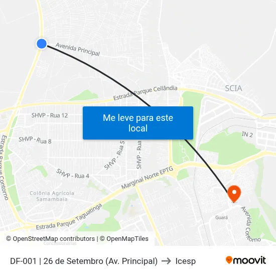 DF-001 | 26 de Setembro (Av. Principal) to Icesp map