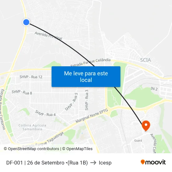 DF-001 | 26 de Setembro •(Rua 1B) to Icesp map