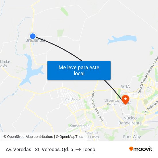 Av. Veredas | St. Veredas, Qd. 6 to Icesp map