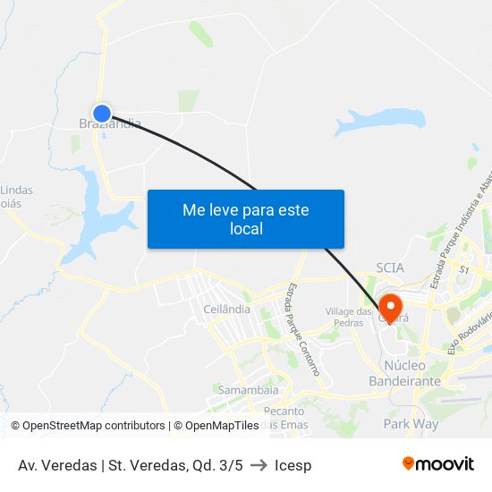 Av. Veredas | St. Veredas, Qd. 3/5 to Icesp map