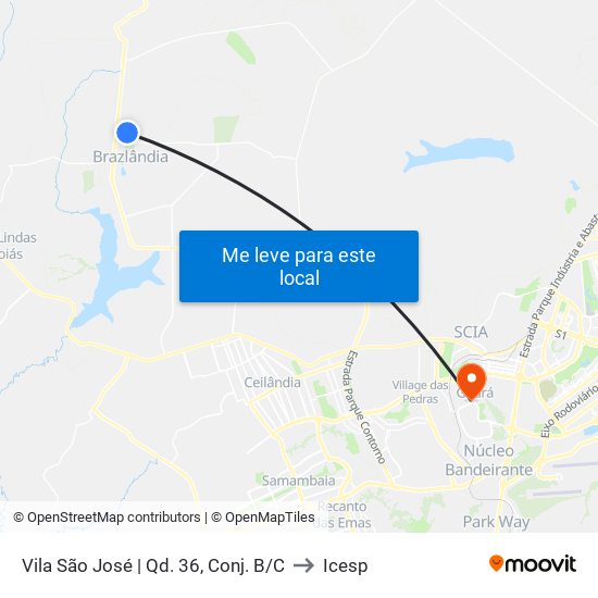 Vila São José | Qd. 36, Conj. B/C to Icesp map