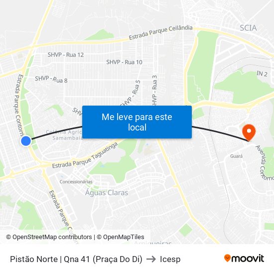 Pistão Norte | Qna 41 (Praça Do Di) to Icesp map