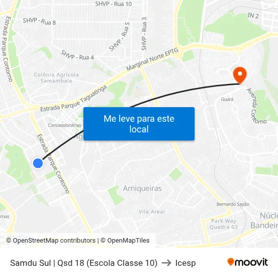 Samdu Sul | Qsd 18 (Escola Classe 10) to Icesp map