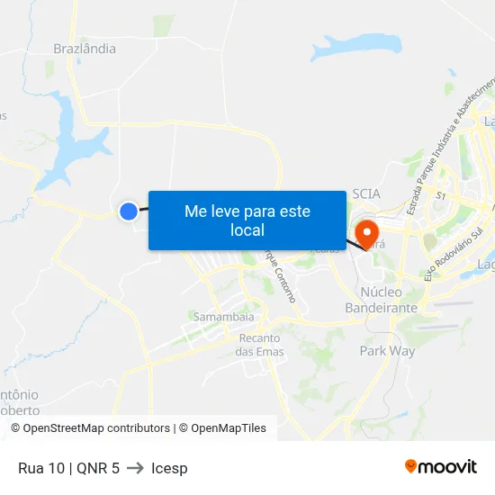 Rua 10 | QNR 5 to Icesp map
