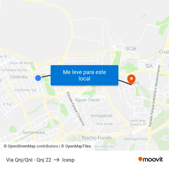 Via Qnj/Qnl - Qnj 22 to Icesp map