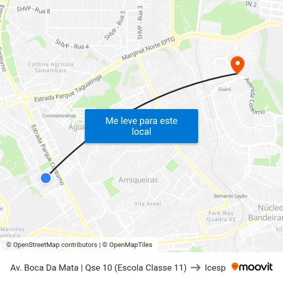 Av. Boca Da Mata | Qse 10 (Escola Classe 11) to Icesp map