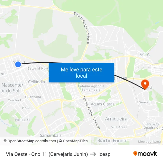 Via Oeste - Qno 11 (Cervejaria Junin) to Icesp map