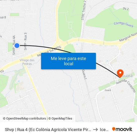 Shvp | Rua 4 (Ec Colônia Agrícola Vicente Pires) to Icesp map
