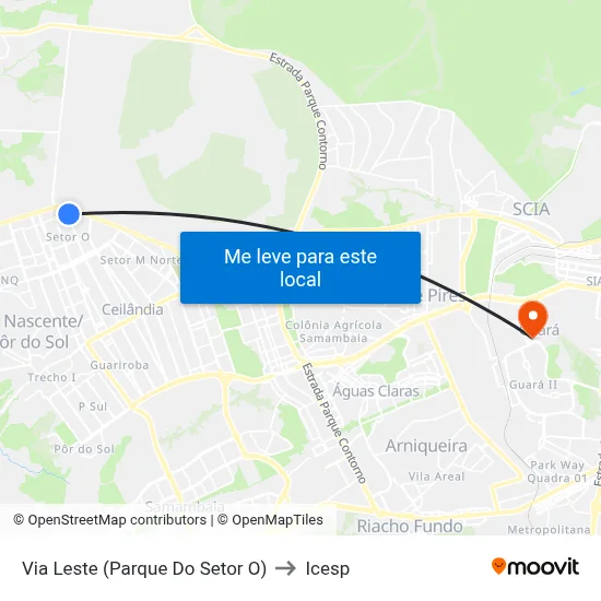 Via Leste (Parque Do Setor O) to Icesp map